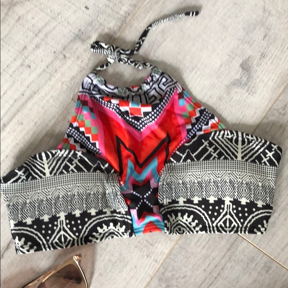 Chest cross straps ethnic style print sexy bikini bikini swimsuit